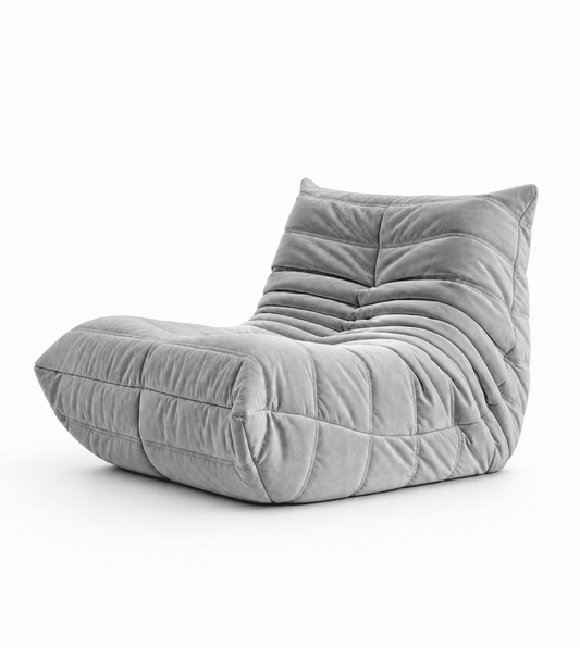 Gray bean bag chair on a white background