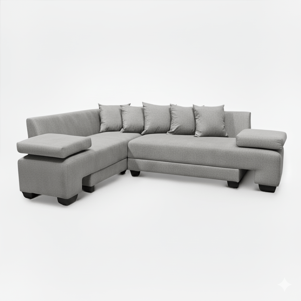 Gray sectional sofa bed on a white background