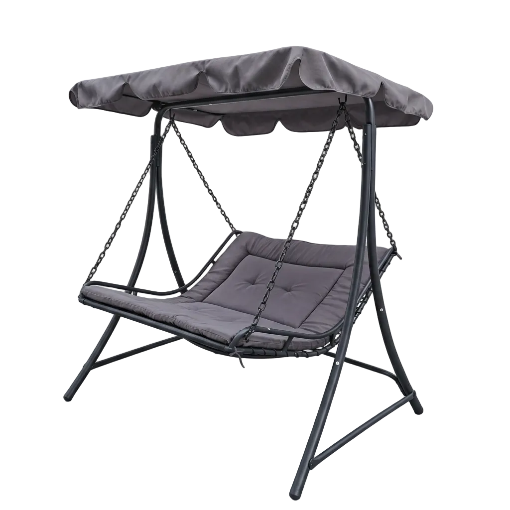 The Serene Retreat Outdoor Metal Swing Chair - Premium Grey Steel - That Couch Place