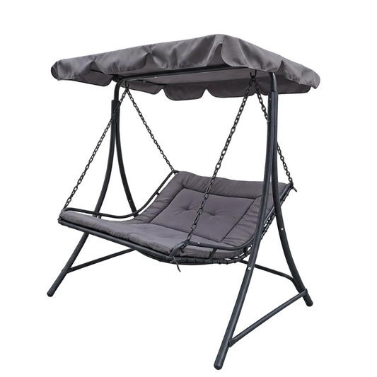 The Serene Retreat Outdoor Metal Swing Chair - Premium Grey Steel - That Couch Place