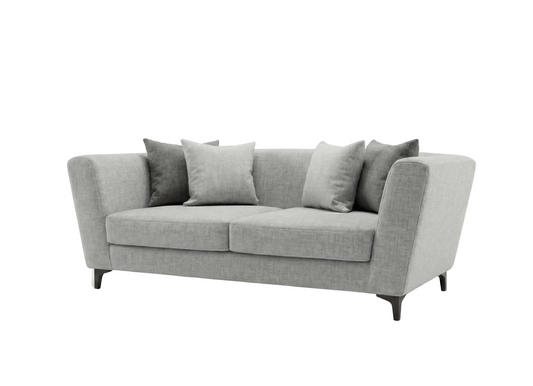 Gray sofa with four cushions on a white background That Couch Place