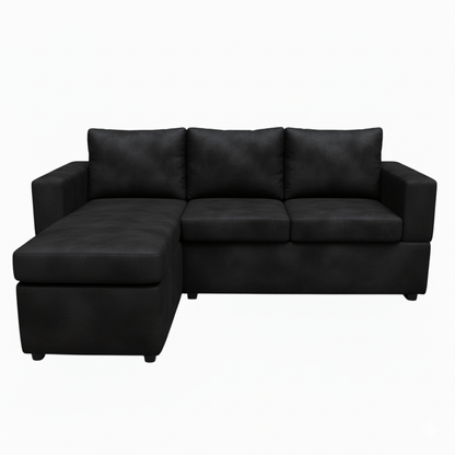 Black sectional sofa on a white background - That couch place