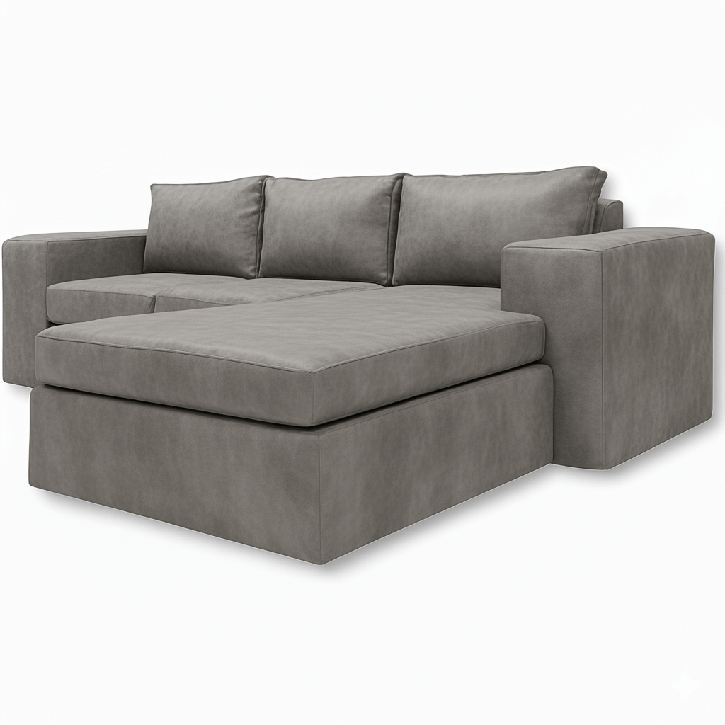 Gray L shape couch sectional sofa on a white background Leopard Universal L-Shape Corner Couch | Modern, Full Foam Sectional Sof