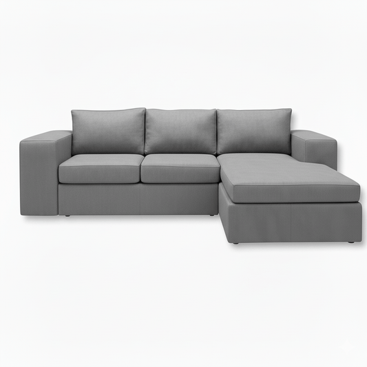 Gray L shape sectional sofa on a white background That Couch  Place
