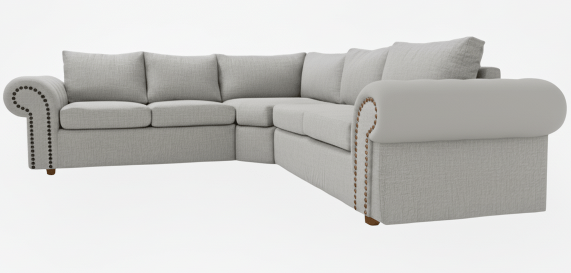 Gray corner sectional sofa on a white background - That Couch Place