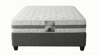 Full Foam Mattress with a gray frame on a white background. Titanium bedding