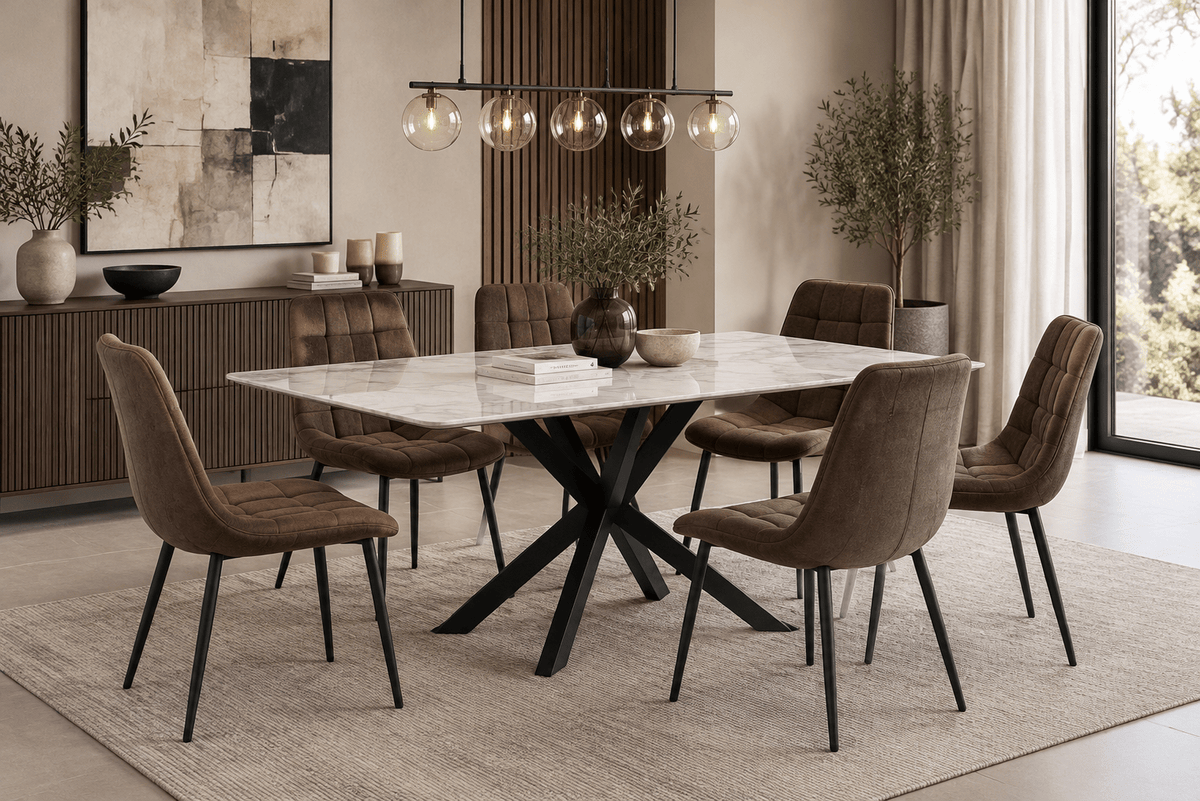 Luna Dining Chair - Premium Poly Linen & Metal - That Couch Place
