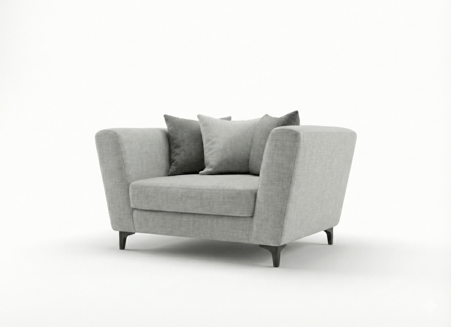 Gray armchair with cushions on a white background That Couch Place