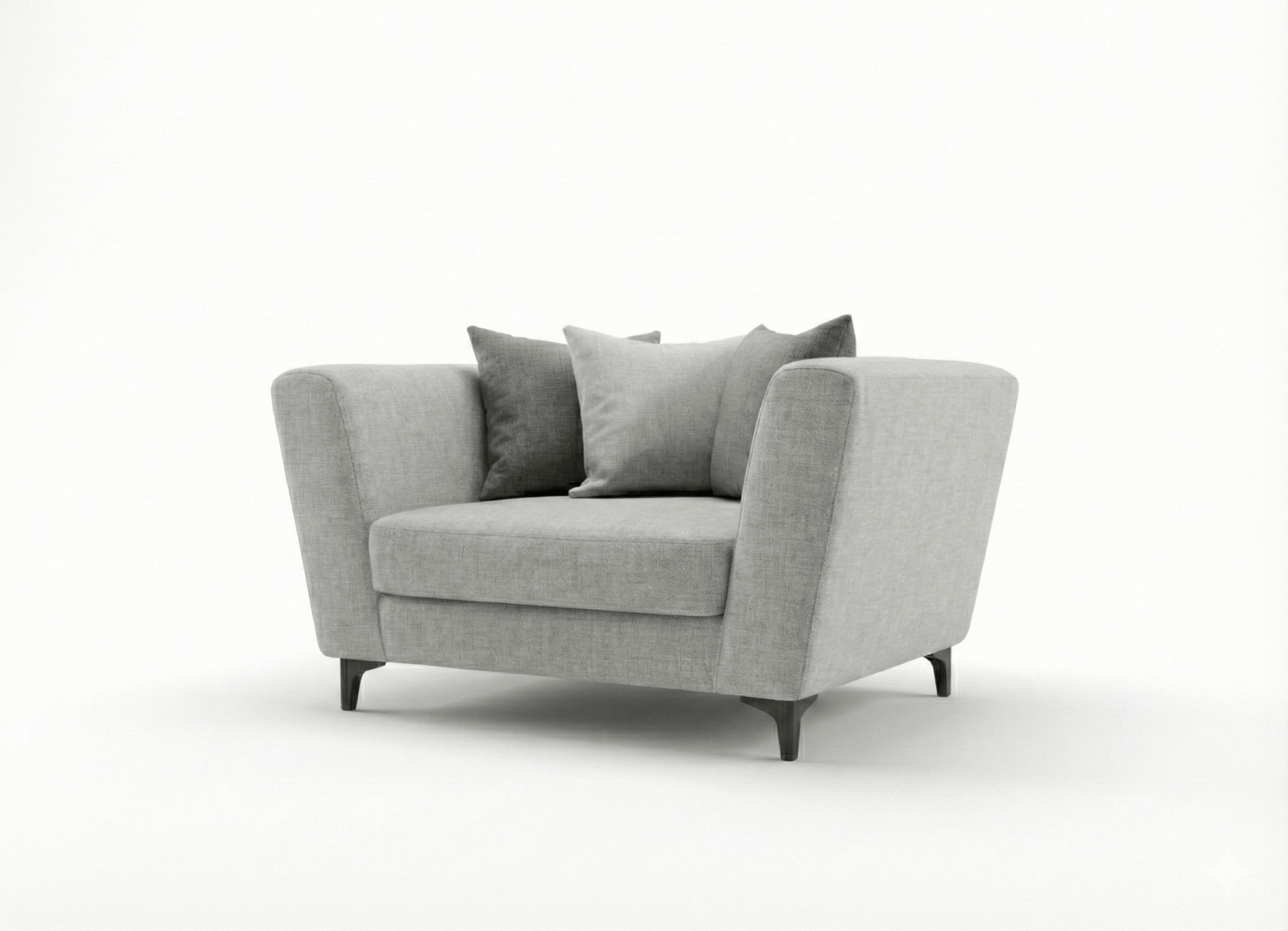 Gray armchair with cushions on a white background That Couch Place