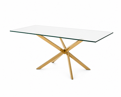Aura Grandeur Glass Dining Table with Chrome Steel Legs