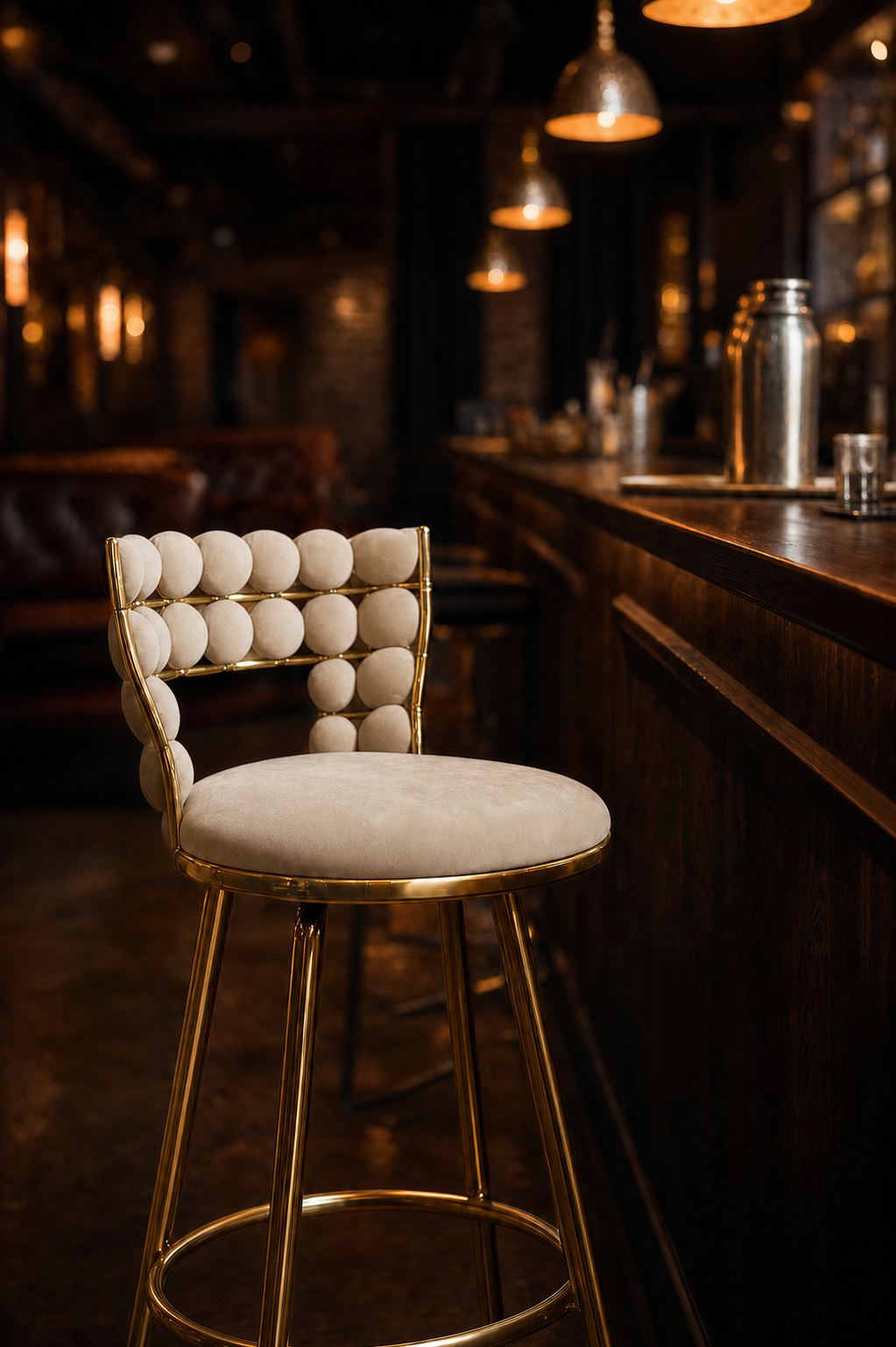 Soft Tufted Velvet Bar Chair