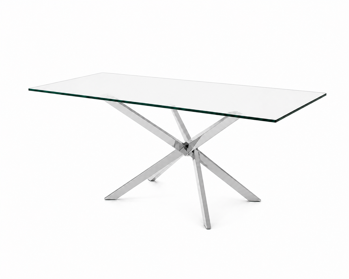 Aura Grandeur Glass Dining Table with Chrome Steel Legs