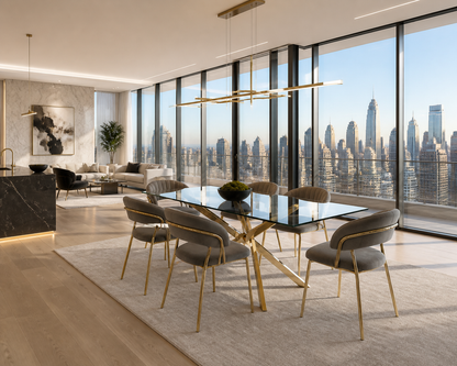 Aura Grandeur Glass Dining Table with Chrome Steel Legs