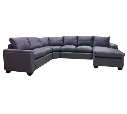 Large corner sofa with Grey Fabric n a  white backgroiund