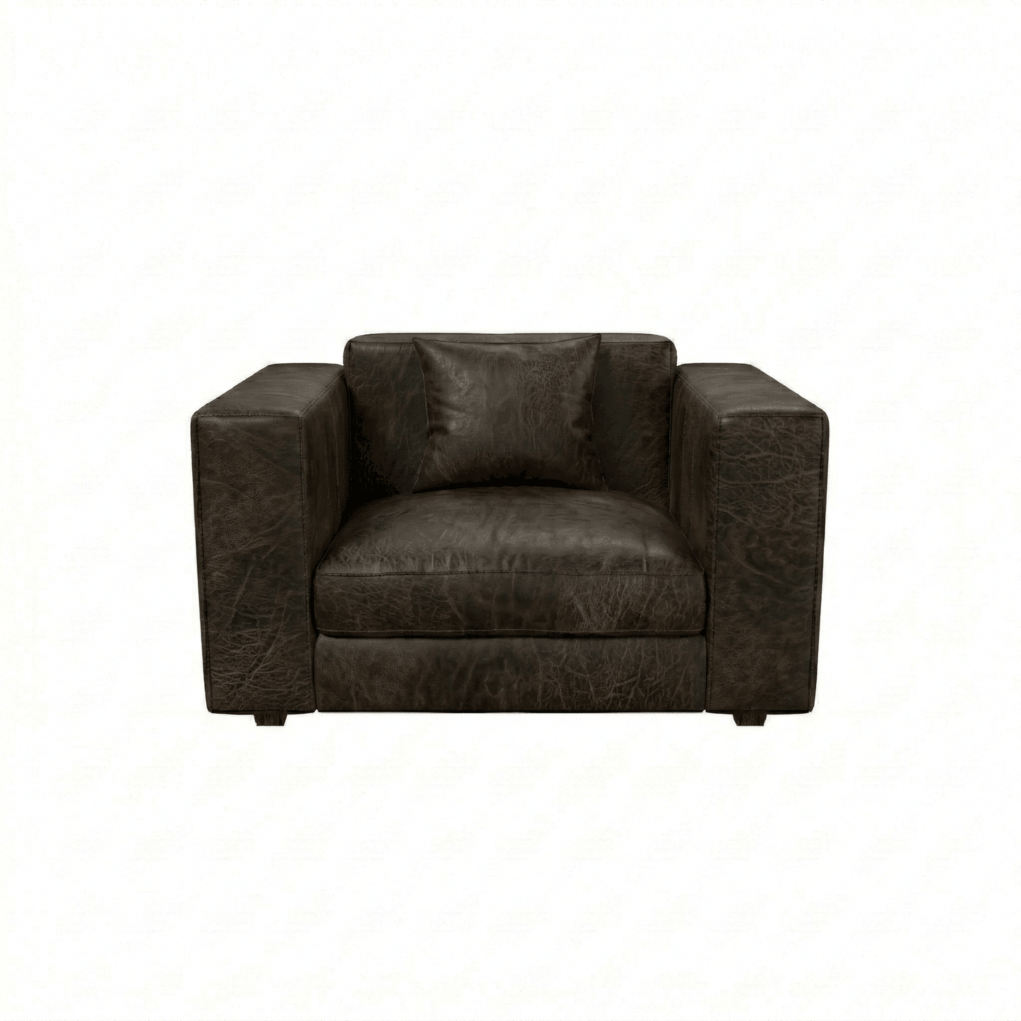 Brown leather armchair on a white background