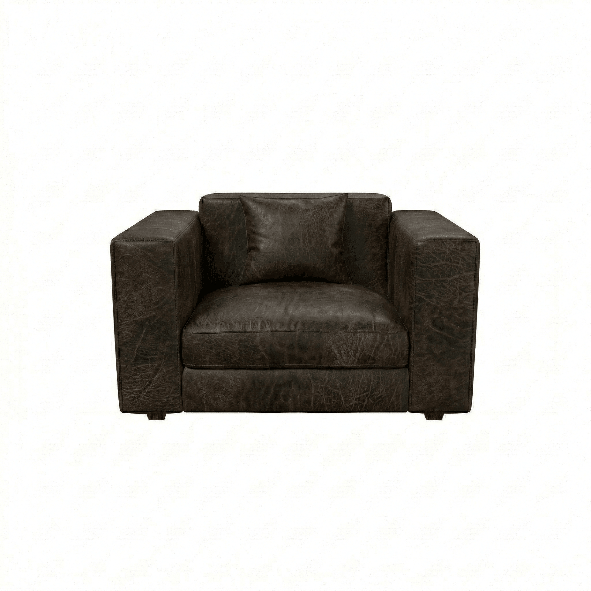 Brown leather armchair on a white background