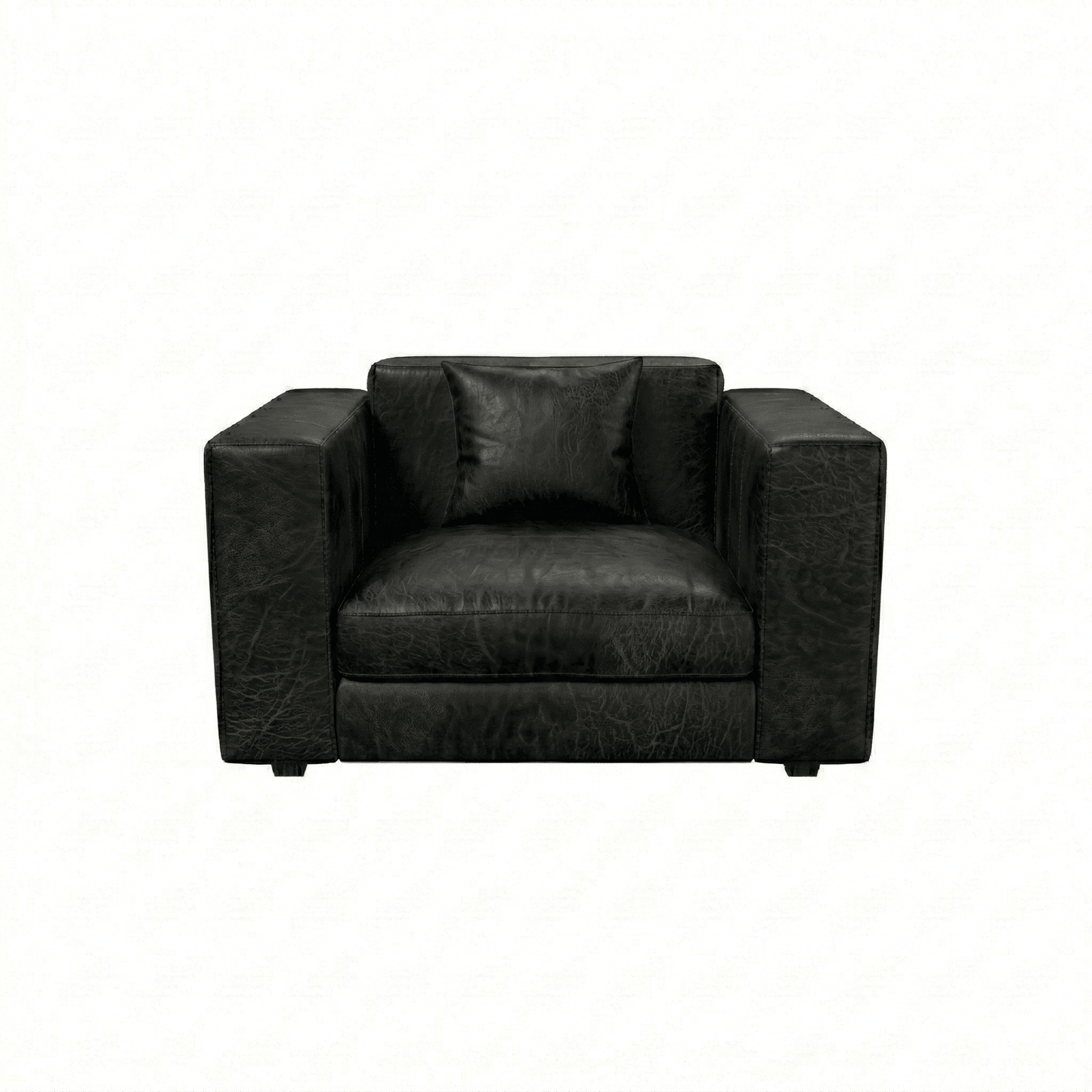Black leather armchair on a white background