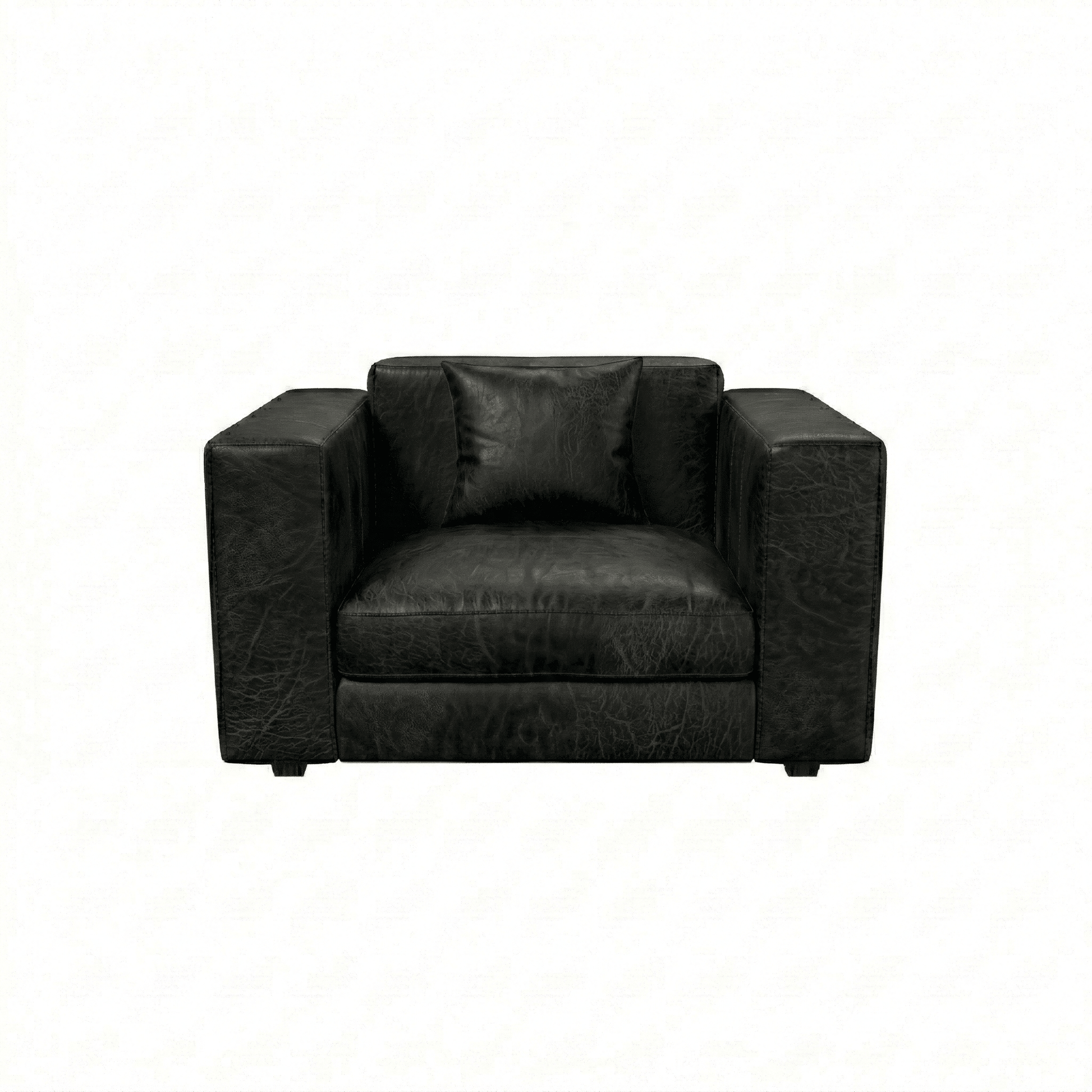 Black leather armchair on a white background