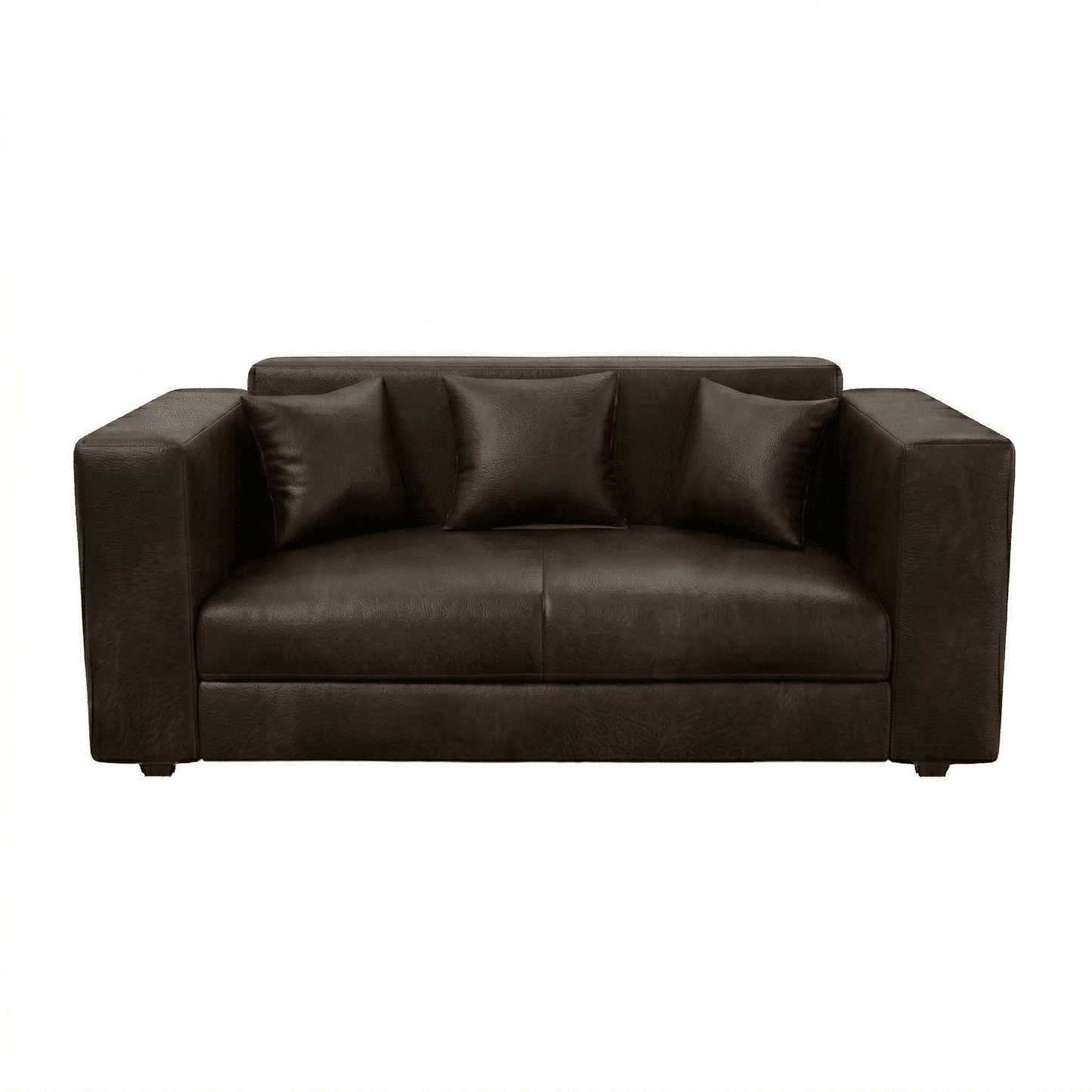 Brown leather sofa on a white background