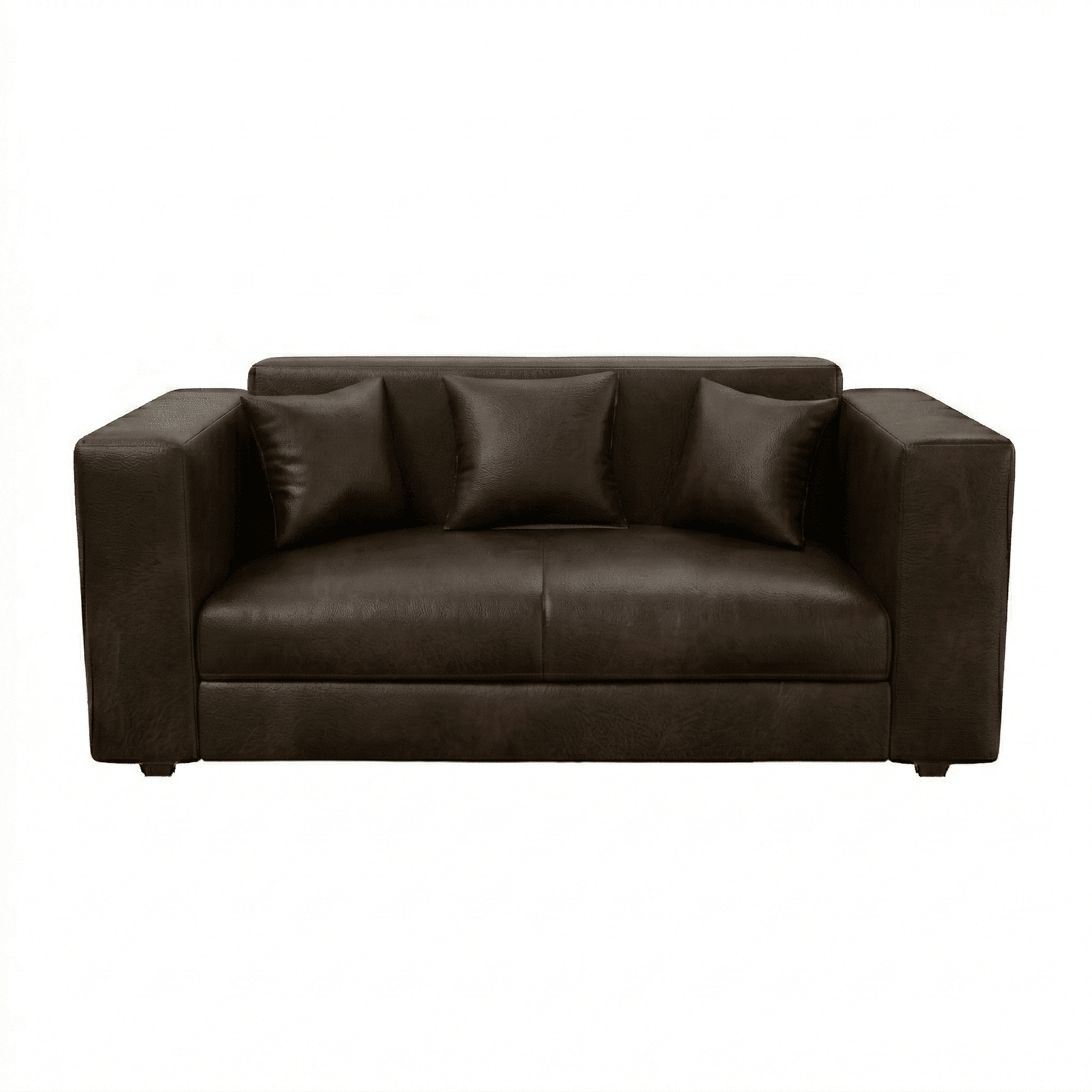Brown leather sofa on a white background