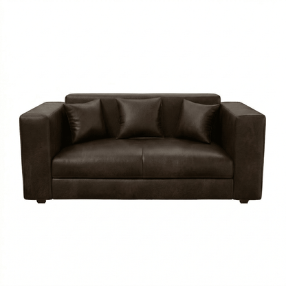 Brown leather sofa on a white background