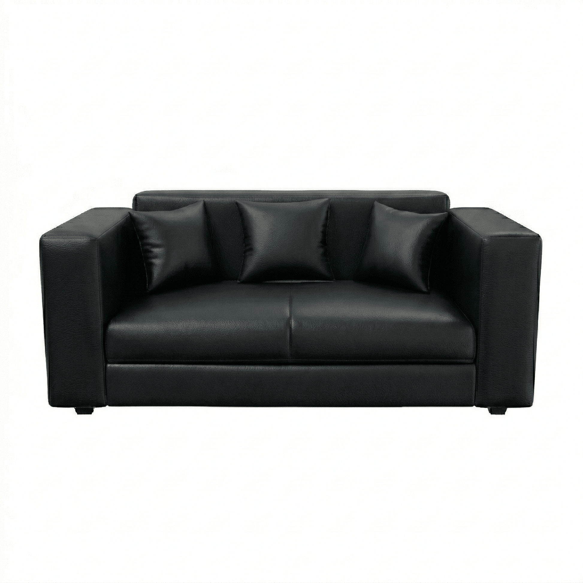 Black leather sofa on a white background