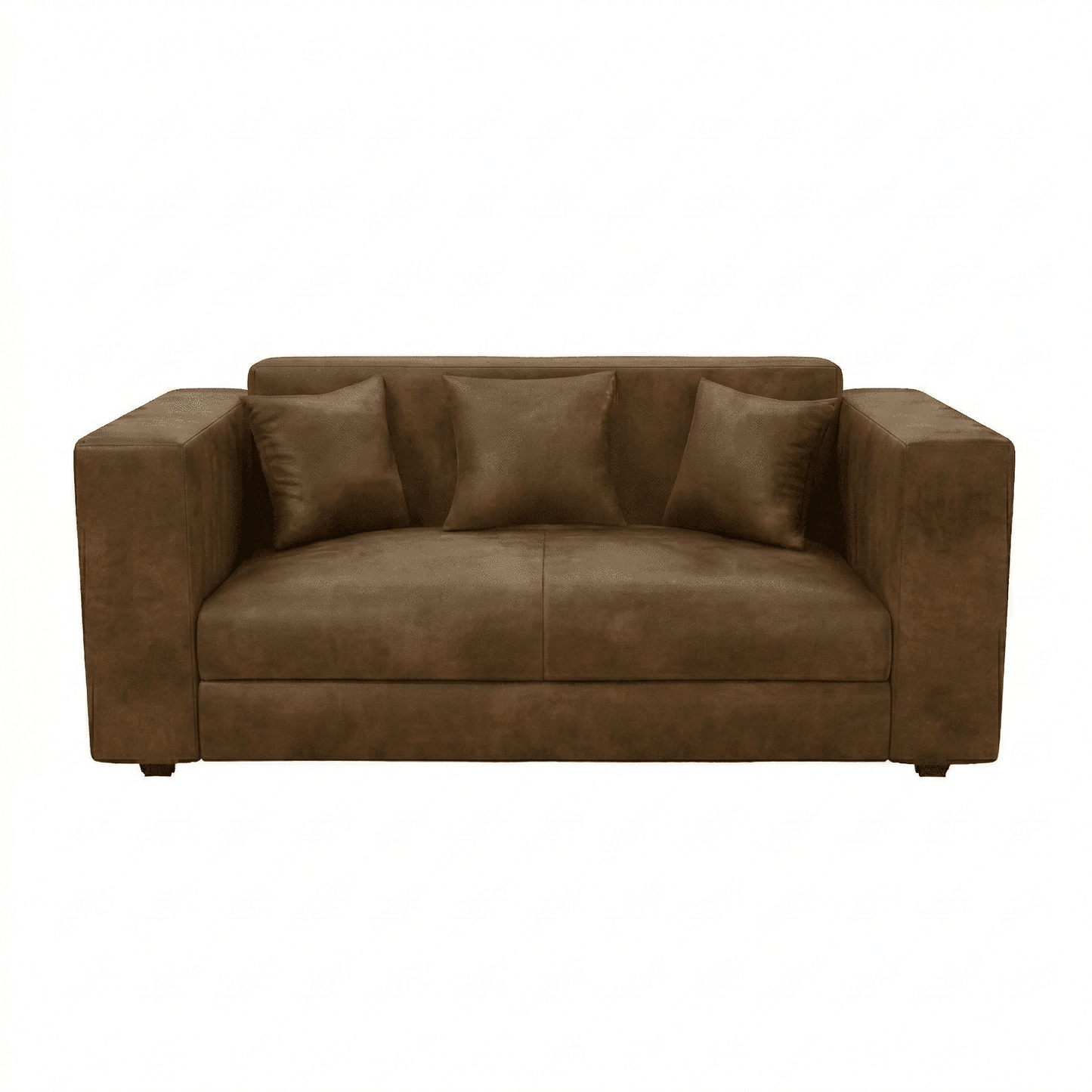 Brown leather sofa on a white background