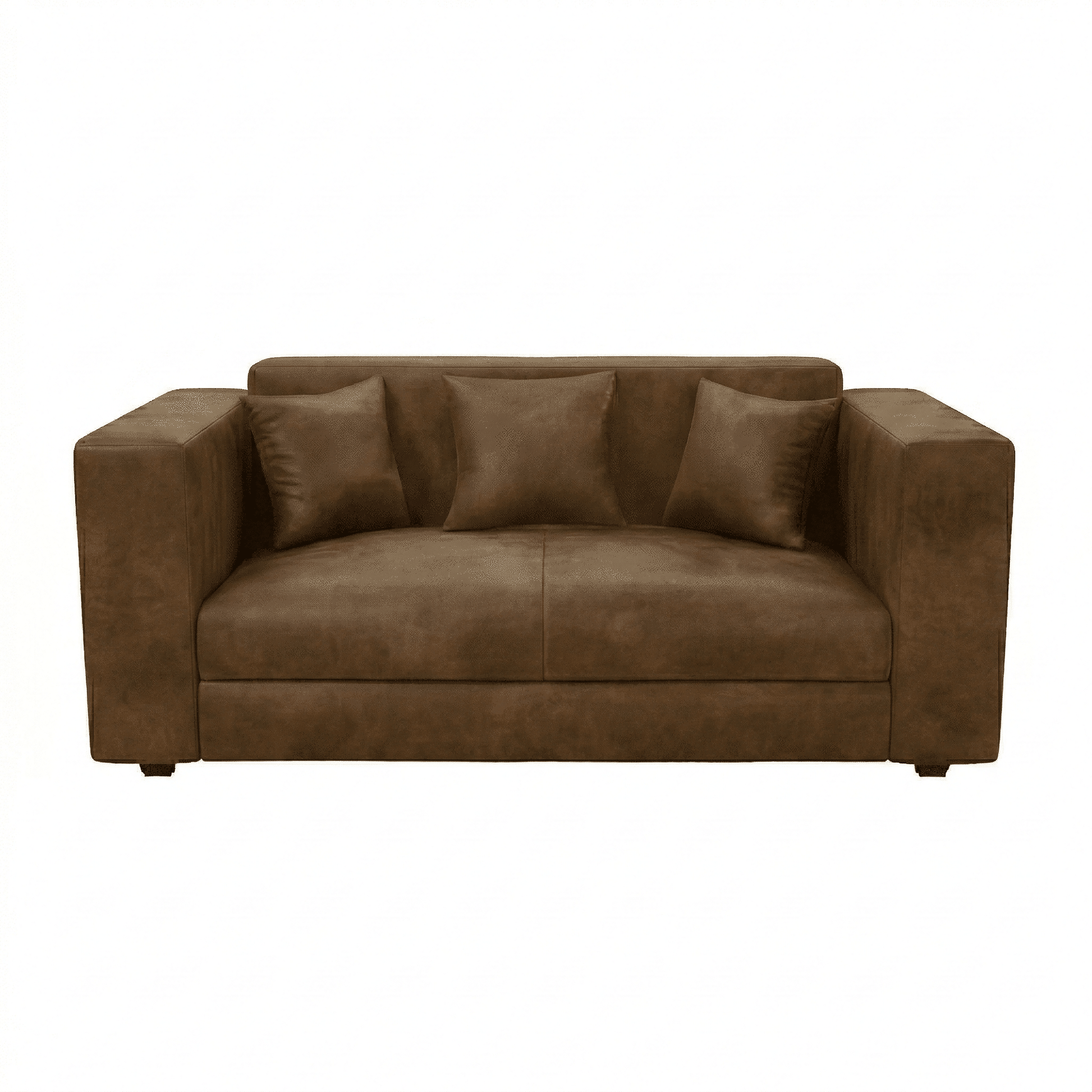 Brown leather sofa on a white background