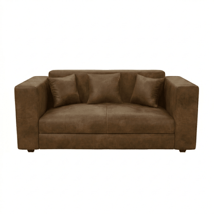 Brown leather sofa on a white background