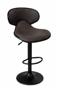 A sleek brown adjustable bar chair with a metal base and PU leather cover and a black rim on a white background.