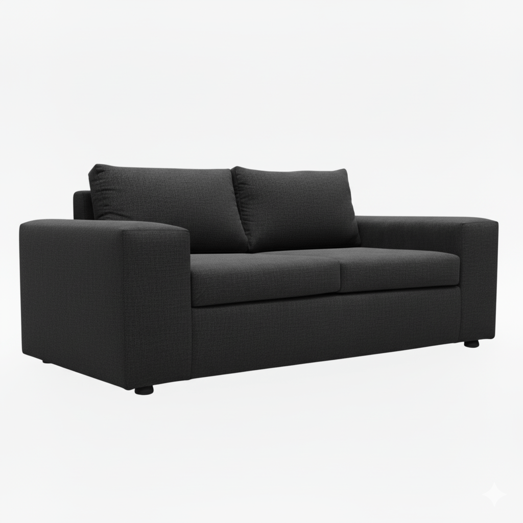 Black two seater oversized couch sofa on a white background The Couch Place