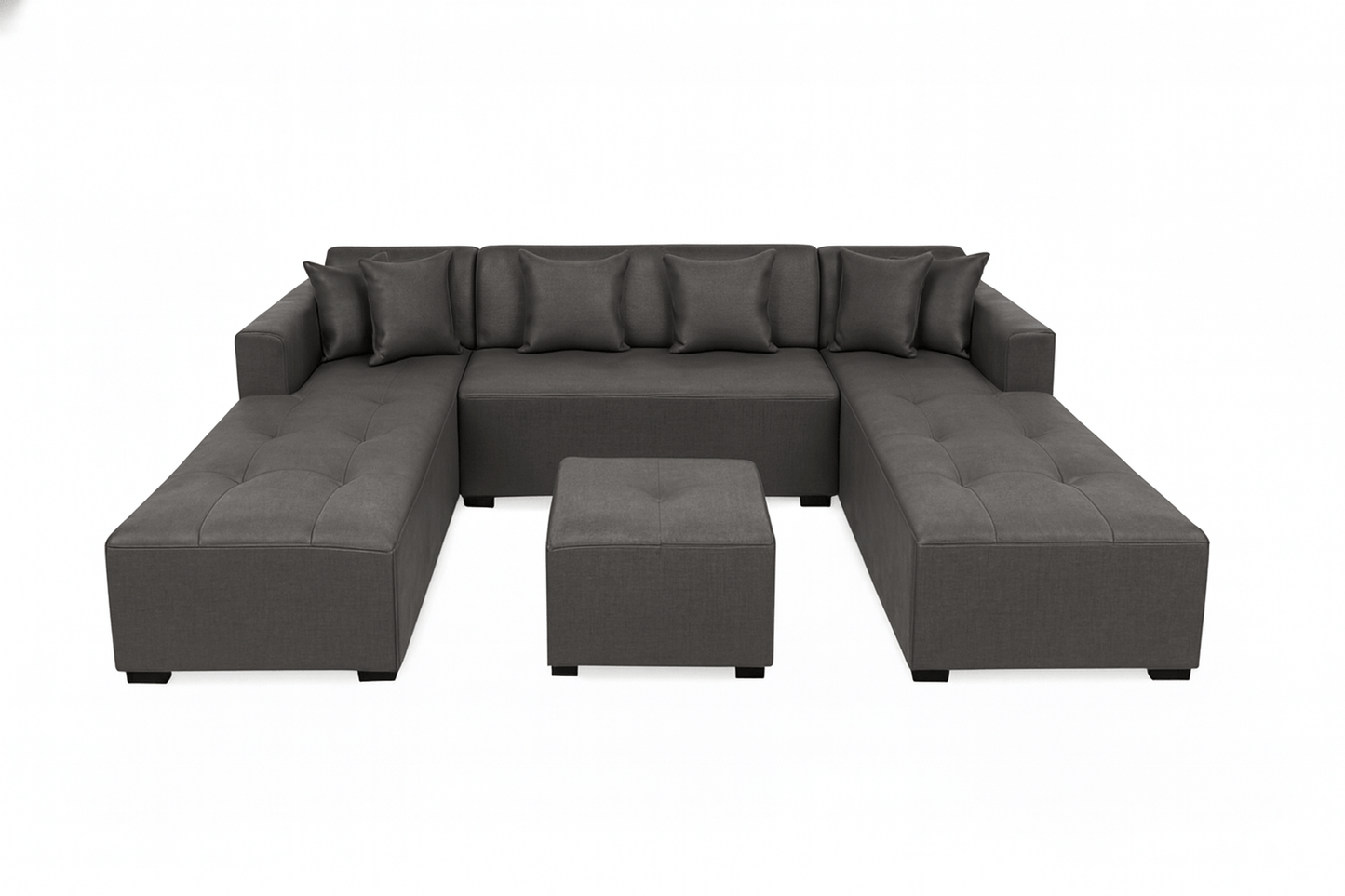 Grey U shape couch sectional sofa with ottoman on a white background The Couch Place