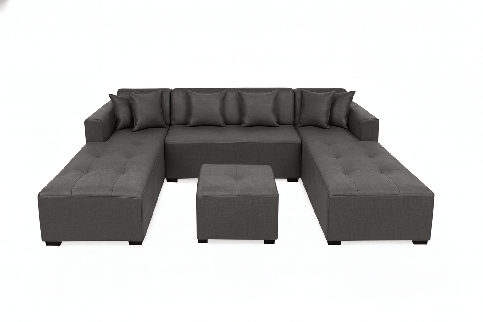 Grey U shape couch sectional sofa with ottoman on a white background The Couch Place