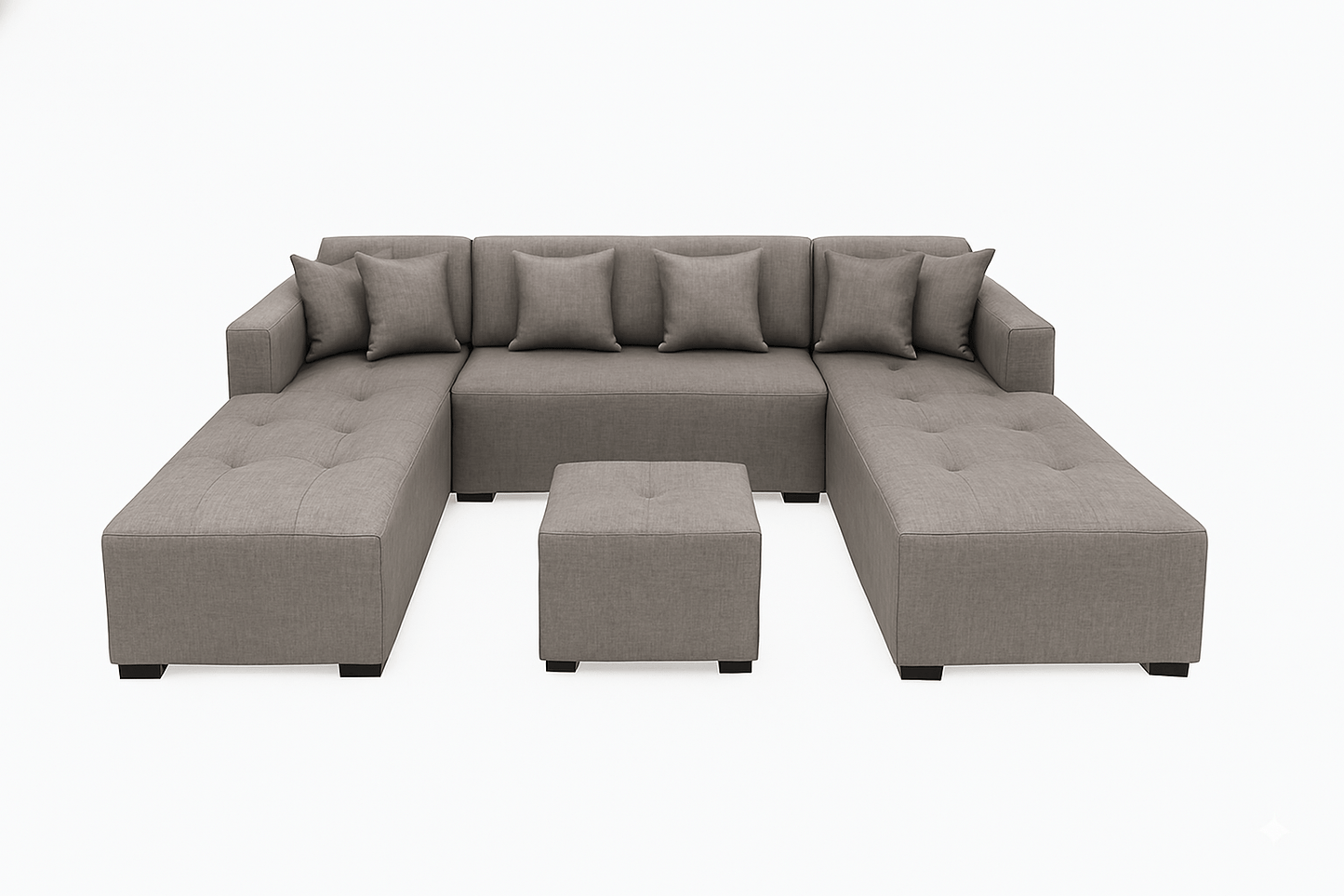 Gray U shape couch sectional sofa with ottoman on a white background The Couch Place