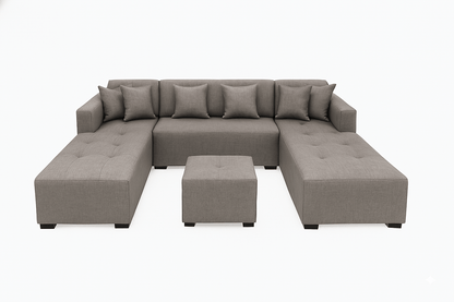 Gray U shape couch sectional sofa with ottoman on a white background The Couch Place