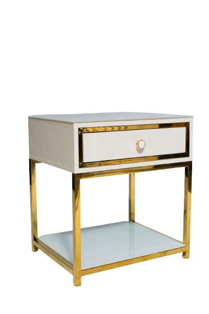 Modern White & Gold Nightstand - That Couch Place