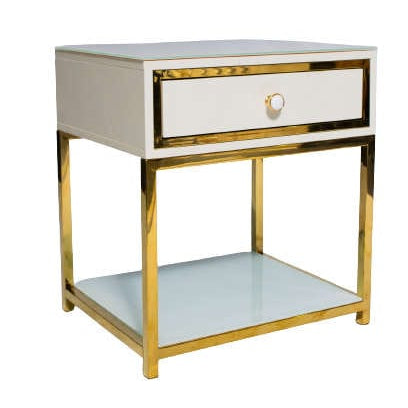 Modern White & Gold Nightstand - That Couch Place