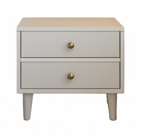 Small nightstand with two drawers on a white background. That Couch Place