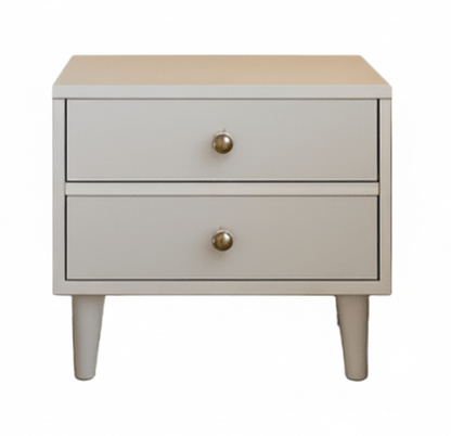 Small nightstand with two drawers on a white background. That Couch Place