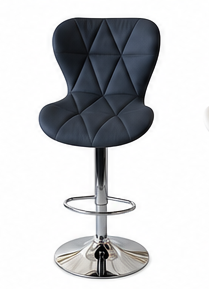 “Blue Zenith Luxe Swivel Bar Chair with PU leather seat and 360-degree swivel, contemporary design”