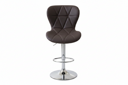 “Brown Zenith Luxe Swivel Bar Chair in PU leather with sturdy steel frame, ideal for home bar”