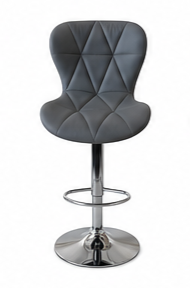“Grey Zenith Luxe Swivel Bar Chair with PU leather finish and ergonomic steel base for kitchen counter”