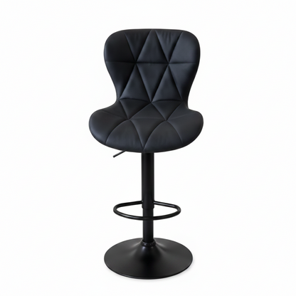 “Black Zenith Luxe Swivel Bar Chair with PU leather and steel base in modern kitchen setting”