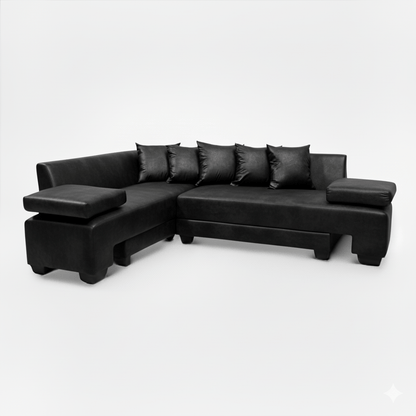 Black sectional sofa bed on a white background That Couch Place