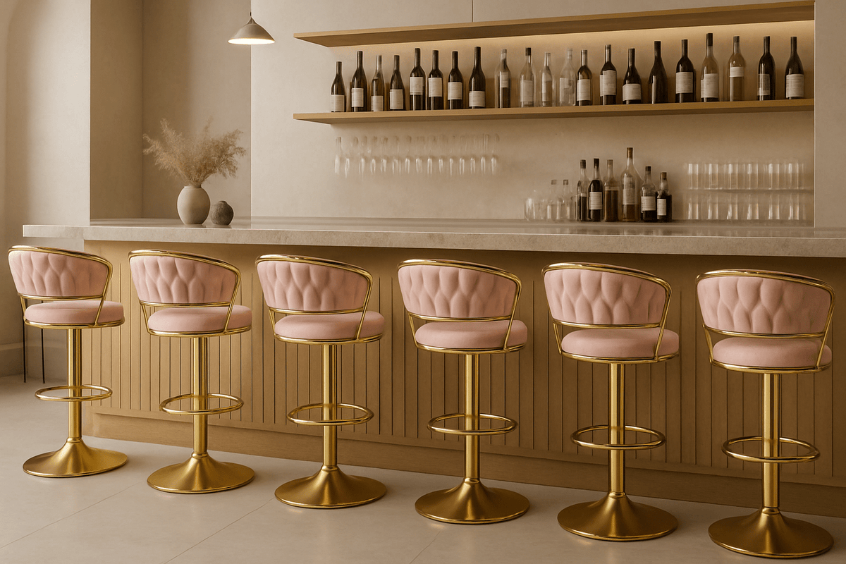 Old Fashioned Velvet Bar Chair | Metal Frame - That Couch Place