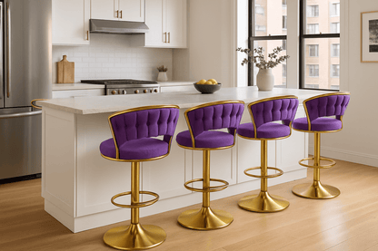 Old Fashioned Velvet Bar Chair | Metal Frame - That Couch Place