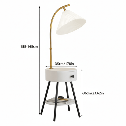 Bedside Table Modern with Built - In Lamp -  dimensions on picture - That Couch Place