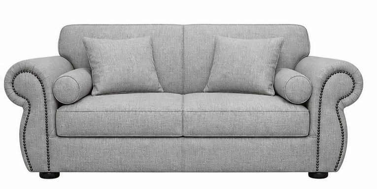 Grey 2 seater couch on a white background