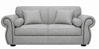 Grey 2 seater couch on a white background