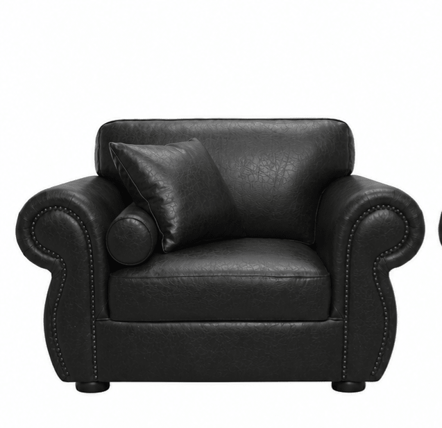 black ne seater couch on white background
